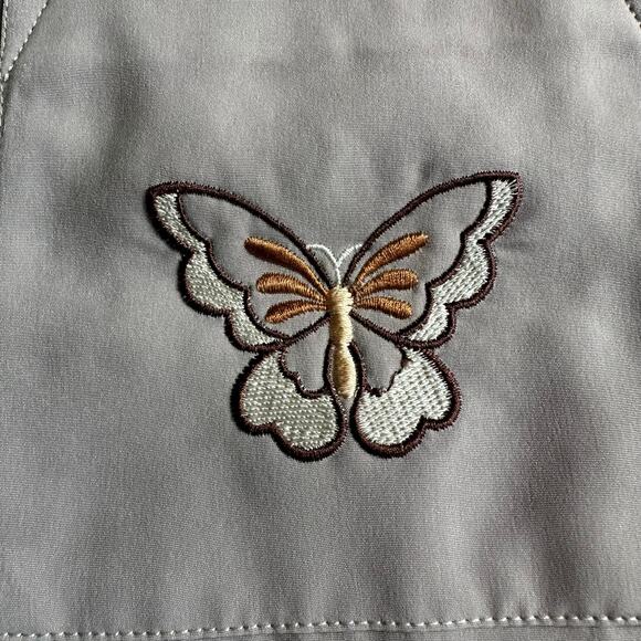 VNTG Tradition Butterfly Embroidered Short Sleeve, Silk Like Button Up- 2XL - Picture 4 of 10